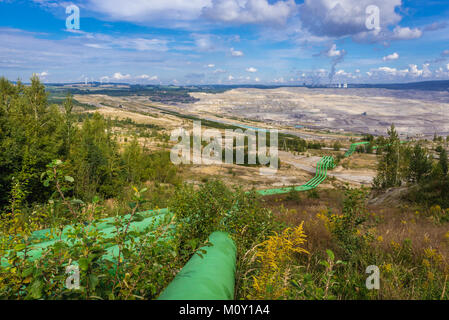 La mine de charbon de Turow - KWB Turow mine à ciel ouvert près de la ville de Bogatynia en Basse-silésie de Pologne Banque D'Images