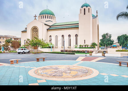 Extérieur de la cathédrale orthodoxe grecque Saint Sophia à Los Angeles California USA sur l'image. Banque D'Images