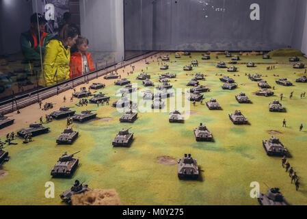 Modèle de la bataille de Koursk, la plus grande bataille de chars de la Seconde Guerre mondiale au musée de bunker Mamerki complexe dans la région de la Mazurie Pologne Banque D'Images