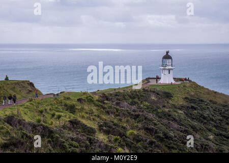 Vue sur le phare, du cap Reinga, Nouvelle-Zélande Banque D'Images