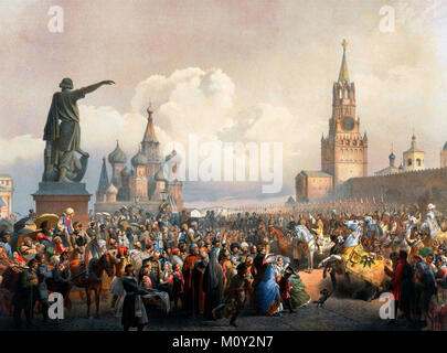 Proclamation de la journée du Couronnement sur la Place Rouge - Alexandre II de Russie Vasily Timm Banque D'Images