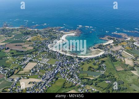 France,Finistere,Brignogan Plages,le village (vue aérienne) Banque D'Images