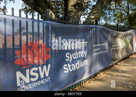 Le Gouvernement de la Nouvelle-Galles du Sud est la construction de nouveaux siège 30000 Western Sydney stadium sur le site de l'ancienne piscine de Parramatta, Sydney, Australie Banque D'Images