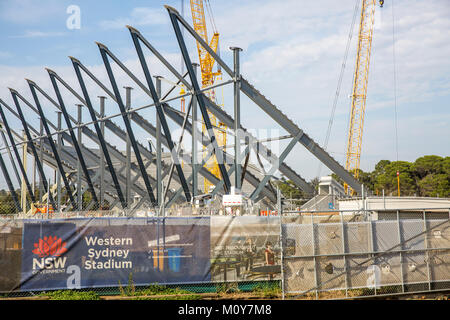 Le Gouvernement de la Nouvelle-Galles du Sud est la construction de nouveaux siège 30000 Western Sydney stadium sur le site de l'ancienne piscine de Parramatta, Sydney, Australie Banque D'Images