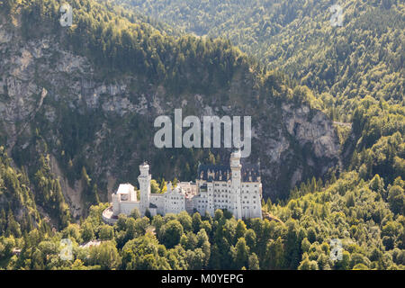 Vue aérienne du château de Neuschwanstein, Bavière, Allemagne Banque D'Images