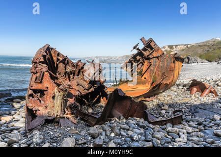 Naufrage du bateau néerlandais Klemens sur une plage près de Vila Nova de Milfontes au Portugal Banque D'Images