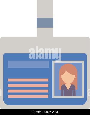 Carte d'identification avec photo femme moitié du corps, et sans visage avec de longs cheveux raides en silhouette colorée Illustration de Vecteur