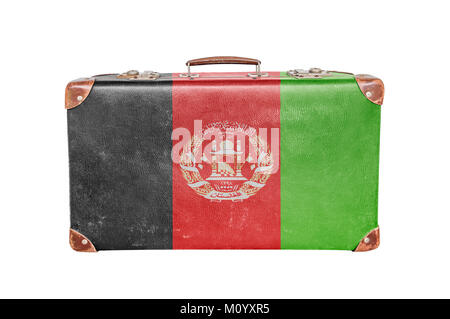 Vintage suitcase avec drapeau de l'Afghanistan Banque D'Images