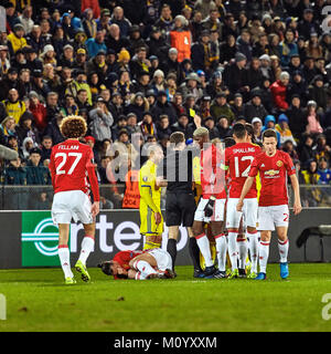 Zlatan Ibrahimovic (Feyenoord) , des moments de jeu en match 1/8 de finale de la Ligue Europa entre 'FC Rostov" et "Manchester United", 09 mars 2017 dans la R Banque D'Images