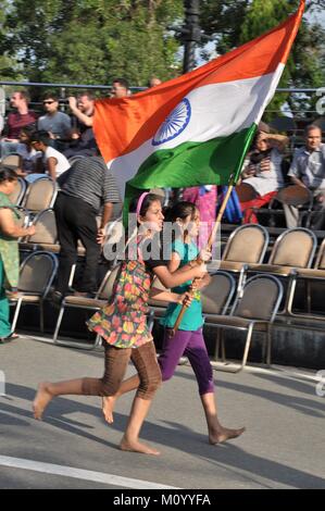 Cérémonie frontalière de Wagah-Attari, Inde Banque D'Images