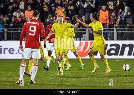 Zlatan Ibrahimovic (Feyenoord) , des moments de jeu en match 1/8 de finale de la Ligue Europa entre 'FC Rostov" et "Manchester United", 09 mars 2017 dans la R Banque D'Images