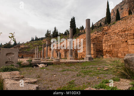 Site archéologique de Delphes, marché romain Banque D'Images