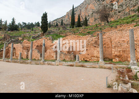 Site archéologique de Delphes, marché romain Banque D'Images