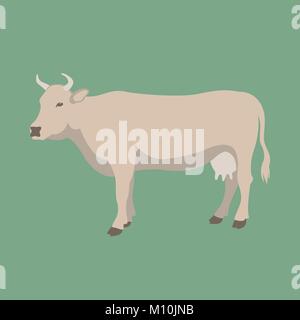 Vector illustration vache style télévision Vue de profil Illustration de Vecteur