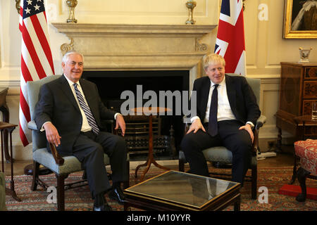 Tillerson Secrétaire Secrétaire aux affaires étrangères se réunit avec Johnson à Londres Banque D'Images