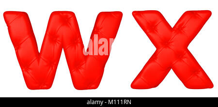 En cuir rouge de luxe font l X lettres isolated on white Banque D'Images