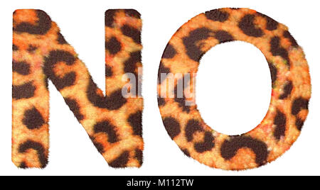 Leopard fur N et O lettres isolé sur fond blanc Banque D'Images