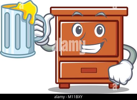 Le jus avec tiroirs en bois mascot cartoon Illustration de Vecteur