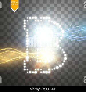 Bitcoin. L'argent numérique. Concept design de cryptocurrency. Inscrivez-vous sur bitcoin fond transparent avec des particules d'énergie. Vector illustration. Illustration de Vecteur