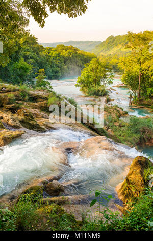 Agua Azul chute près de Palenque au Chiapas, Mexique Banque D'Images