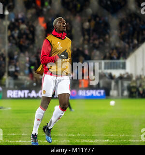 Paul Pogba en formation avant le match 1/8 de finale de la Ligue Europa entre 'FC Rostov" et "Manchester United", 08 mars 2017 à Rostov-sur-Don, R Banque D'Images