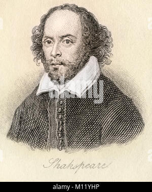 William Shakespeare, 1564-1616. Anglais, poète, dramaturge, acteur et dramaturge. Gravée par J.W.Cook. Banque D'Images