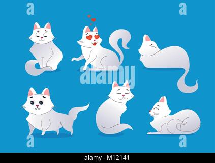 Chat blanc - mignon vecteur illustration personnages modernes Illustration de Vecteur