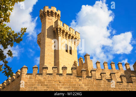 L'Almudaina murs et la tour,Palma de Majorque,Îles Baléares, Espagne Banque D'Images