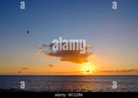 Coucher de soleil sur l'océan Atlantique, La Gomera,Canaries, Espagne Banque D'Images