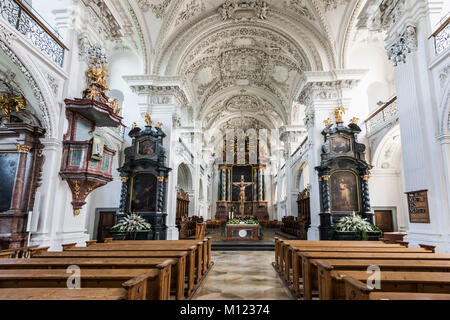 Vue intérieure,stalles du choeur,Château,église,Friedrichshafen Lac de Constance, Allemagne, Bade-Wurtemberg Banque D'Images