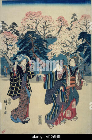 Toto Ueno hanami no zu Kiyomizudo par Utagawa Hiroshige, période Edo Banque D'Images