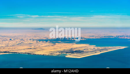 Vue aérienne de l'Aéroport International de Doha et Hamad. Le Qatar, au Moyen-Orient Banque D'Images