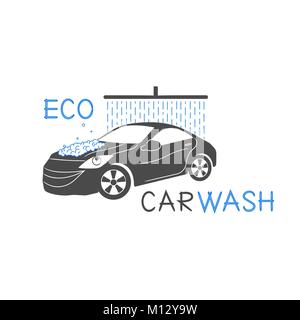 Lavage de voiture logo sur fond blanc, l'éco-friendly Illustration de Vecteur