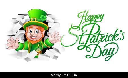 Happy St Patricks Day Cartoon Leprechaun Illustration de Vecteur