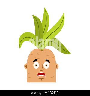 Mandrake root peur j'emoji. Oh mon Dieu plante mystique légendaire des émotions en forme de l'homme. Illustration de Vecteur