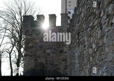 Dans le donjon du château médiéval en très bon état au Falkenfels en Bavière Banque D'Images