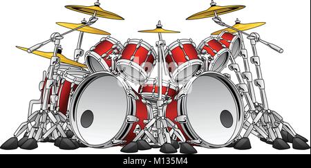 10 énorme morceau Rock Drum Set Instrument de musique Illustration Illustration de Vecteur