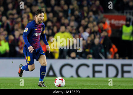 Barcelone, Espagne. 25 janvier, 2018. Copa del Rey football, quart de finale, match retour contre l'Espanyol Barcelone, Leo Messi Argentine ; à partir de lecteurs de l'avant : Crédit UKKO Images/Alamy Live News Banque D'Images