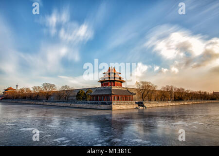 De Pékin, Pékin, Chine. 22 janvier, 2018. Beijing, Chine 22 janvier 2018 : La tour d'angle de la Cité interdite à Pékin. Crédit : SIPA Asie/ZUMA/Alamy Fil Live News Banque D'Images