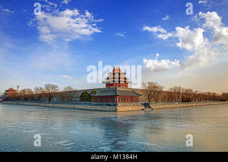 De Pékin, Pékin, Chine. 22 janvier, 2018. Beijing, Chine 22 janvier 2018 : La tour d'angle de la Cité interdite à Pékin. Crédit : SIPA Asie/ZUMA/Alamy Fil Live News Banque D'Images