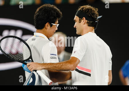 Melbourne, Australie, le 26 janvier 2018 : Southkorean tennis player Ho Chung après son match de demi-finale à l'Open d'Australie 2018 à Melbourne Park. Crédit : Frank Molter/Alamy Live News Banque D'Images