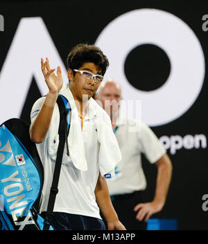 Melbourne, Australie, le 26 janvier 2018 : Southkorean tennis player Ho Chung après son match de demi-finale à l'Open d'Australie 2018 à Melbourne Park. Crédit : Frank Molter/Alamy Live News Banque D'Images