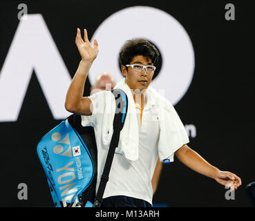 Melbourne, Australie, le 26 janvier 2018 : Southkorean tennis player Ho Chung après son match de demi-finale à l'Open d'Australie 2018 à Melbourne Park. Crédit : Frank Molter/Alamy Live News Banque D'Images