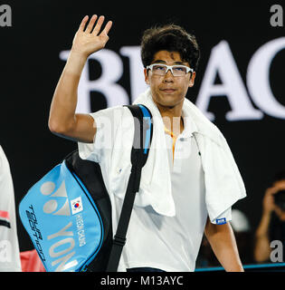 Melbourne, Australie, le 26 janvier 2018 : Southkorean tennis player Ho Chung après son match de demi-finale à l'Open d'Australie 2018 à Melbourne Park. Crédit : Frank Molter/Alamy Live News Banque D'Images