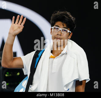 Melbourne, Australie, le 26 janvier 2018 : Southkorean tennis player Ho Chung après son match de demi-finale à l'Open d'Australie 2018 à Melbourne Park. Crédit : Frank Molter/Alamy Live News Banque D'Images