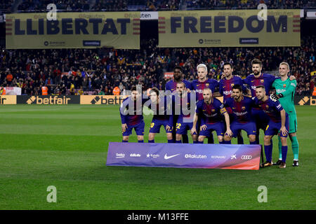 Camp Nou, Barcelona, Espagne. 25 janvier, 2018. 11 début du FC Barcelone avant les quarts de finale de la Copa del Rey de S.M. 17/18 sur le match entre le FC Barcelone et l'Espanyol au Camp Nou, Barcelona, Espagne. Photo : G. Loinaz/Alamy Live News Banque D'Images