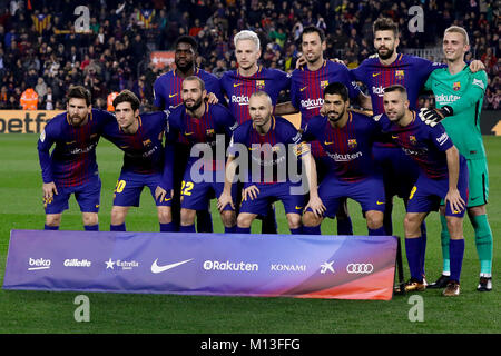 Camp Nou, Barcelona, Espagne. 25 janvier, 2018. 11 début du FC Barcelone avant les quarts de finale de la Copa del Rey de S.M. 17/18 sur le match entre le FC Barcelone et l'Espanyol au Camp Nou, Barcelona, Espagne. Photo : G. Loinaz/Alamy Live News Banque D'Images