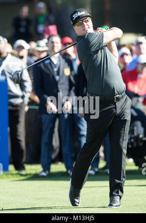 San Diego, USA. 25 Jan, 2018. Charlie Hoffman le 1er tee lors de l'ouverture d'année sur Parcours Sud des agriculteurs ouverts au parcours de golf de Torrey Pines à San Diego, CA, le 25 janvier 2018. Jevone Moore : csm Crédit/Alamy Live News Banque D'Images