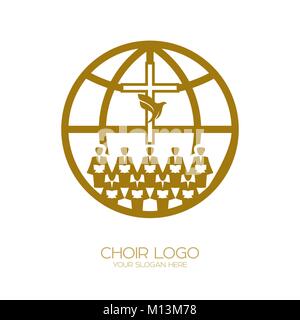 Logo de la musique. Symboles chrétiens. Un Chœur tout au long de l'éloge de la Terre Jésus Christ Illustration de Vecteur