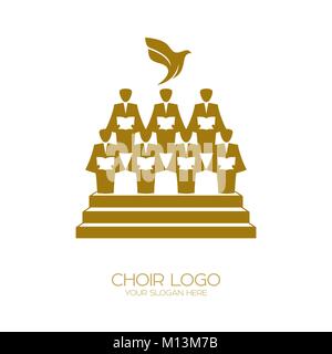 Logo de la musique. Symboles chrétiens. L'Église de Dieu à Jésus Christ chante une chanson de gloire Illustration de Vecteur